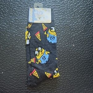 Minions Black Socks with Pizza Design